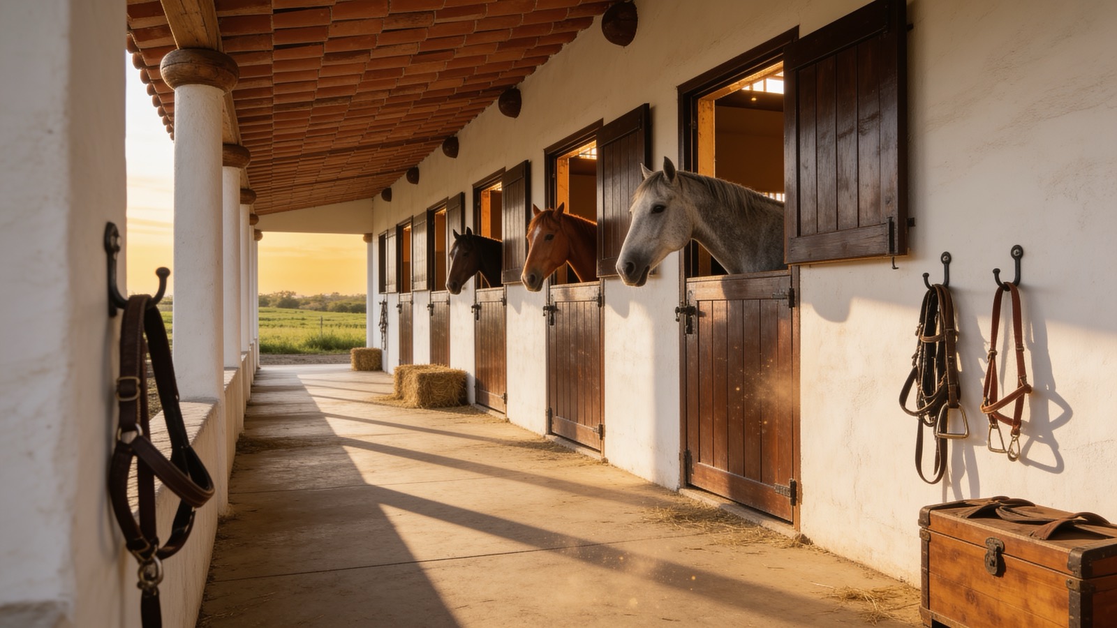 Las caballerizas de obra blanca y teja