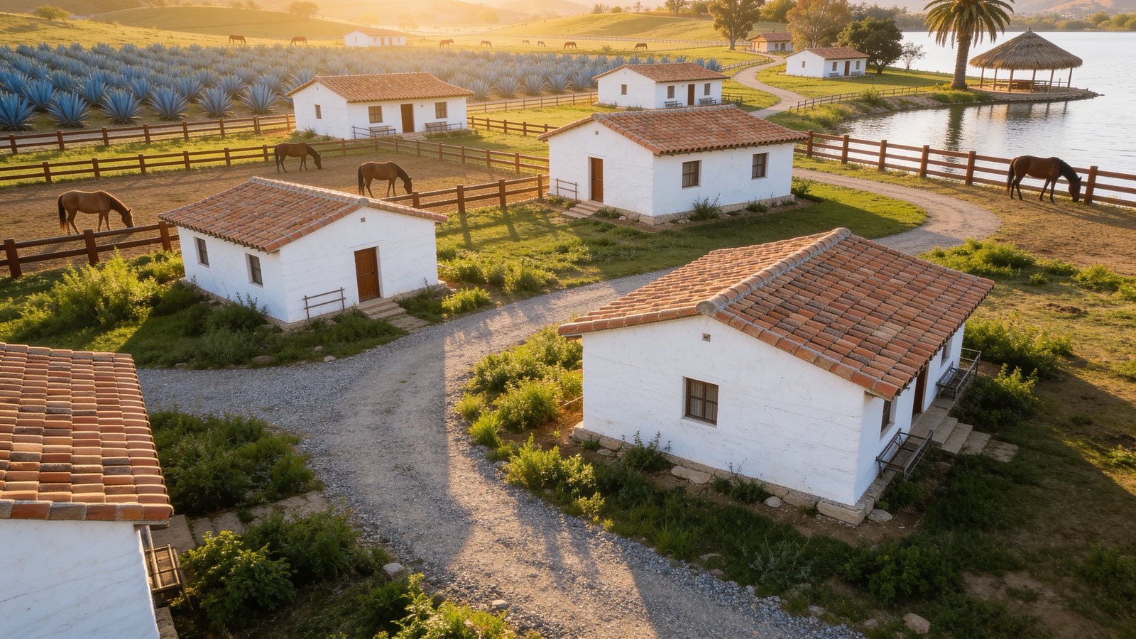 Los potreros del rancho al amanecer